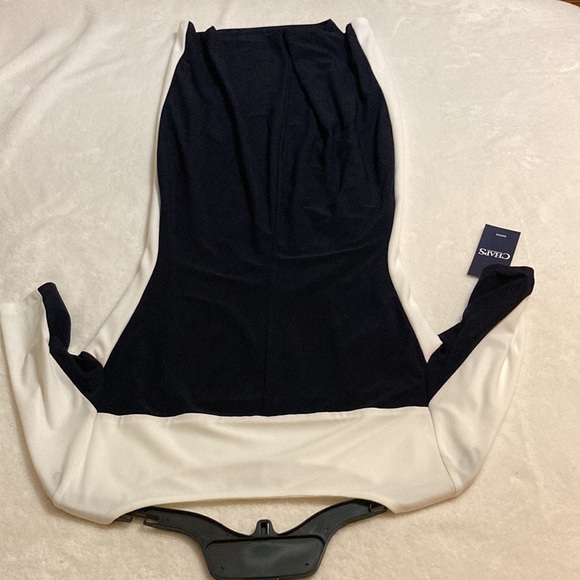 Chaps color block dress, lined, medium, white and black, NWT - Picture 3 of 11